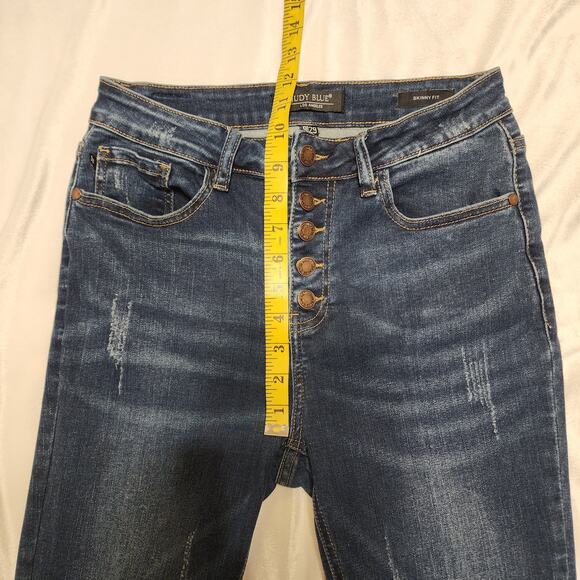 Judy Blue Skinny Fit Button Fly Distressed Stretch Jeans JB8855DK-R , Size 9/29 - Picture 5 of 7